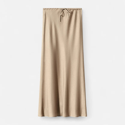 Maison Aurelle Women's Midi Skirt | High-Waist Satin Elegance