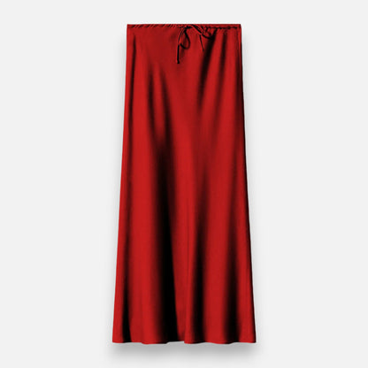 Maison Aurelle Women's Midi Skirt | High-Waist Satin Elegance