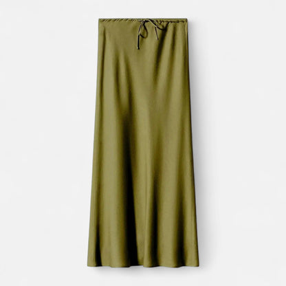 Maison Aurelle Women's Midi Skirt | High-Waist Satin Elegance