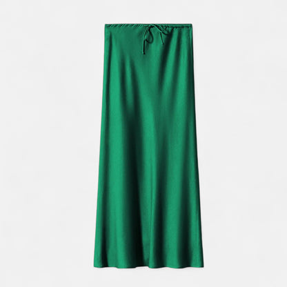 Maison Aurelle Women's Midi Skirt | High-Waist Satin Elegance