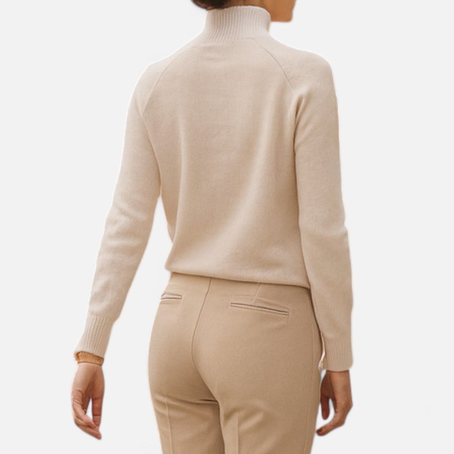 Maison Aurelle Women's Mock-Neck Sweater | Cashmere Blend, Lightweight Elegance