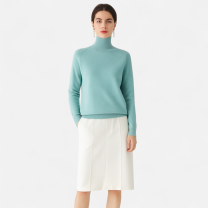 Maison Aurelle Women's Mock-Neck Sweater | Cashmere Blend, Lightweight Elegance