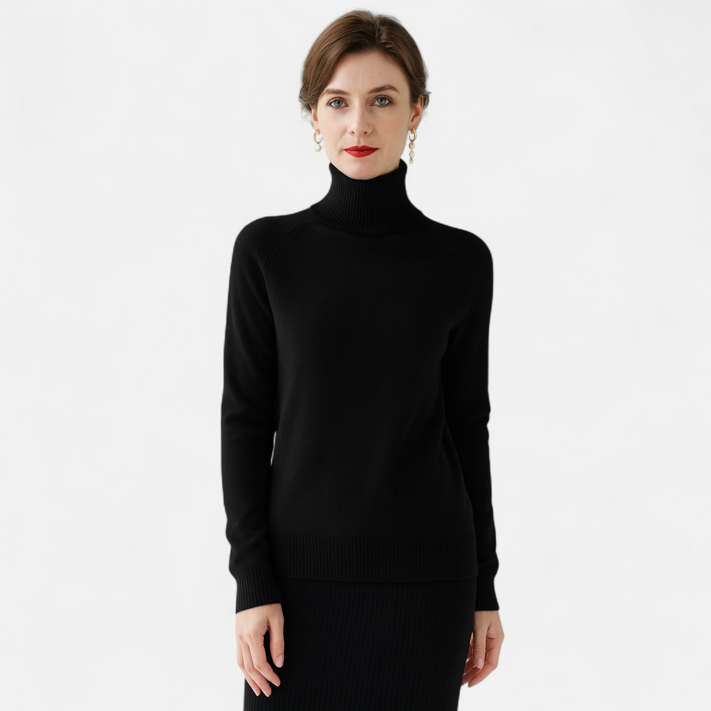 Maison Aurelle Women's Mock-Neck Sweater | Cashmere Blend, Lightweight Elegance