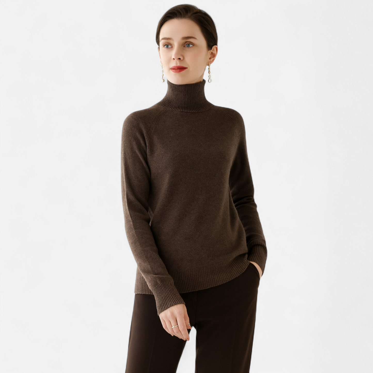 Maison Aurelle Women's Mock-Neck Sweater | Cashmere Blend, Lightweight Elegance