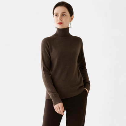 Maison Aurelle Women's Mock-Neck Sweater | Cashmere Blend, Lightweight Elegance