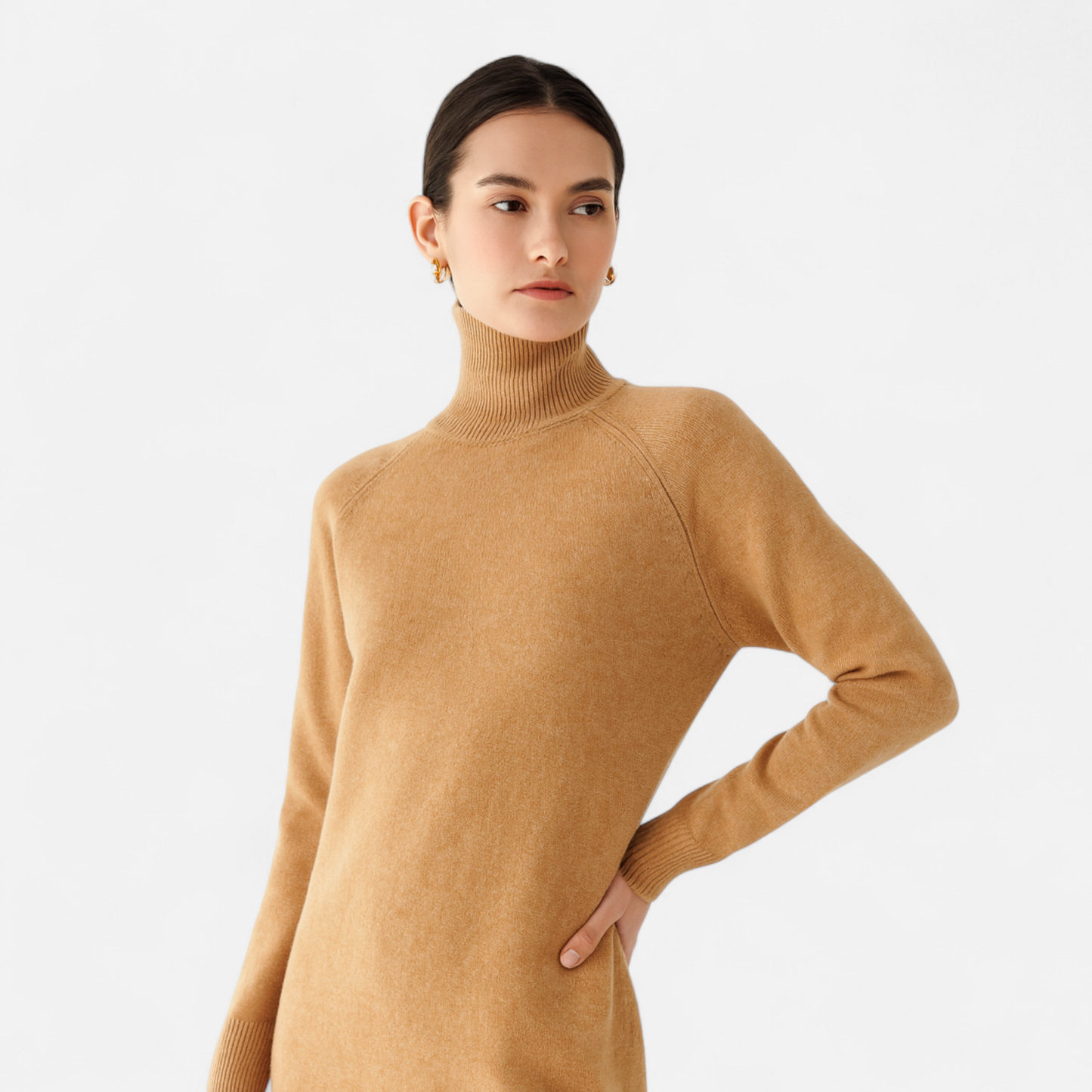 Maison Aurelle Women's Mock-Neck Sweater | Cashmere Blend, Lightweight Elegance