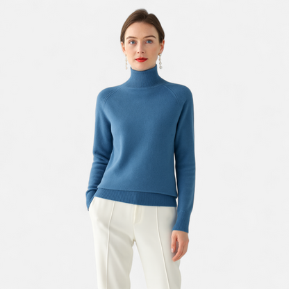 Maison Aurelle Women's Mock-Neck Sweater | Cashmere Blend, Lightweight Elegance