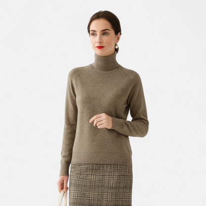 Maison Aurelle Women's Mock-Neck Sweater | Cashmere Blend, Lightweight Elegance