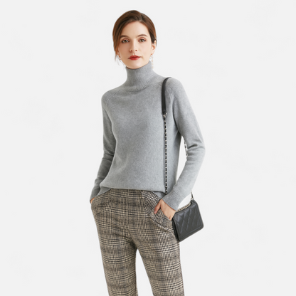Maison Aurelle Women's Mock-Neck Sweater | Cashmere Blend, Lightweight Elegance