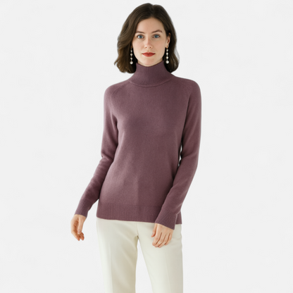 Maison Aurelle Women's Mock-Neck Sweater | Cashmere Blend, Lightweight Elegance