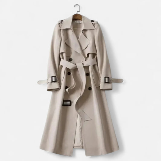 Maison Aurelle Women's Over-Knee Coat | Durable Polyester, Timeless Elegance