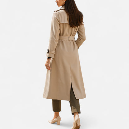 Maison Aurelle Women's Over-Knee Coat | Durable Polyester, Timeless Elegance