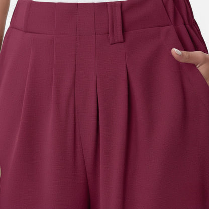 Maison Aurelle Women's Palazzo Pants | Soft Waffle Fabric, Comfortable Wide Leg Trousers