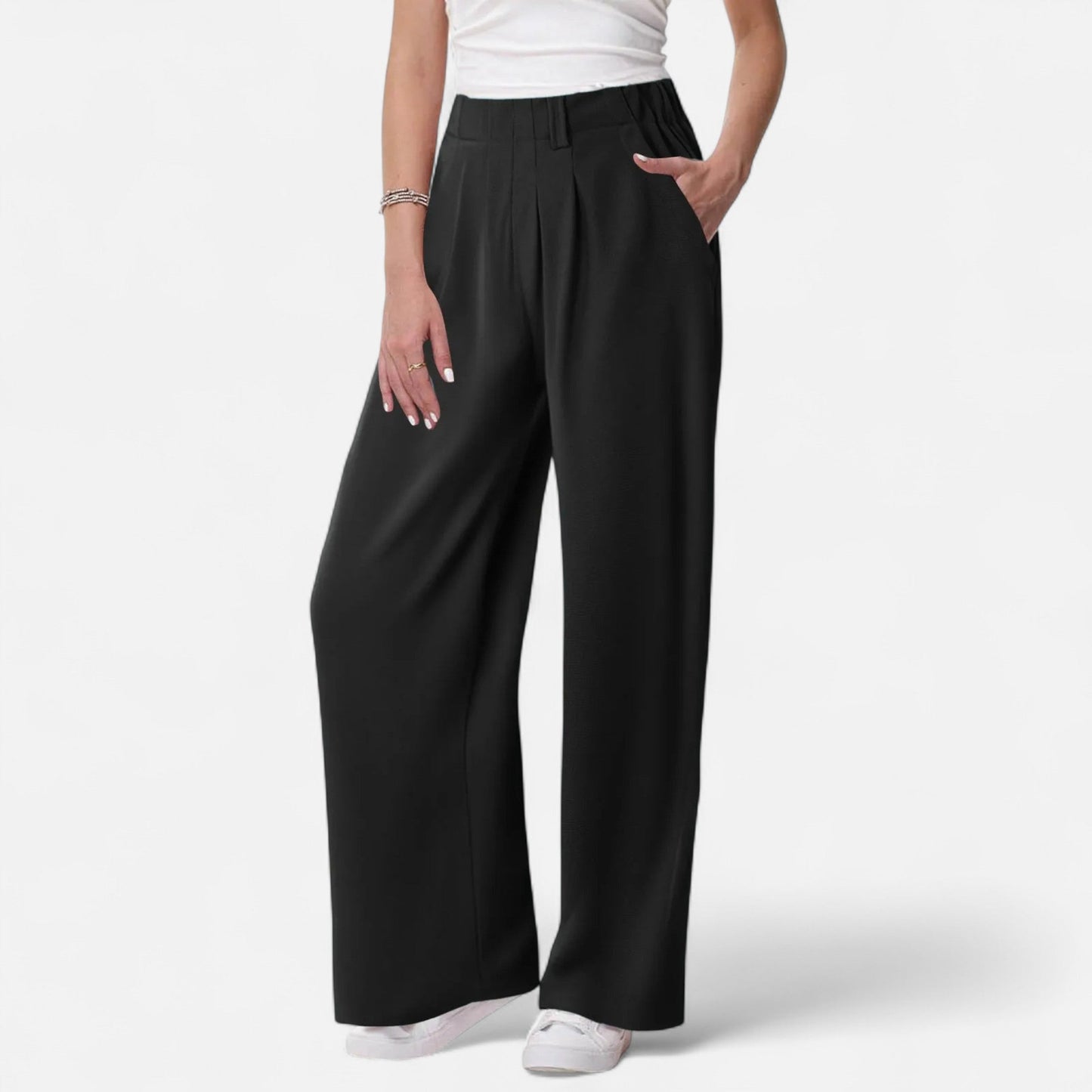 Maison Aurelle Women's Palazzo Pants | Soft Waffle Fabric, Comfortable Wide Leg Trousers