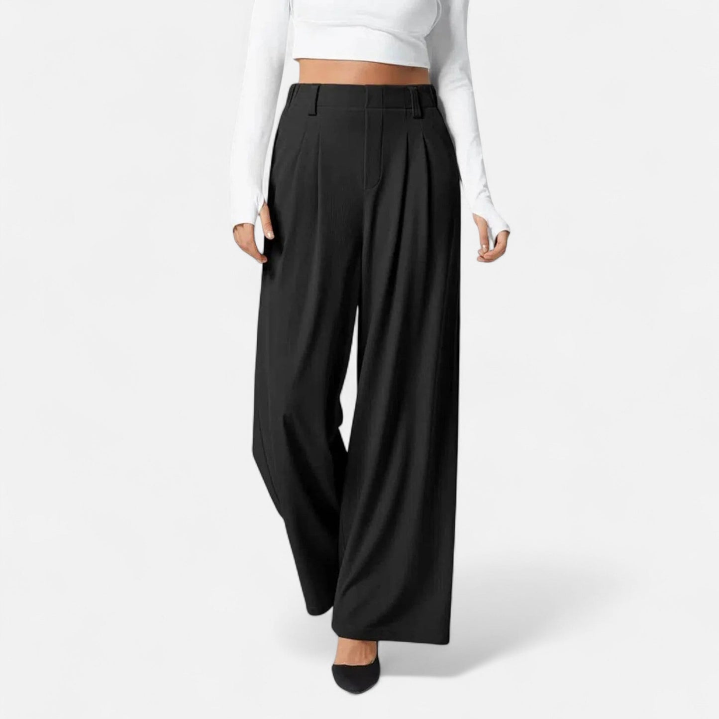 Maison Aurelle Women's Palazzo Pants | Soft Waffle Fabric, Comfortable Wide Leg Trousers