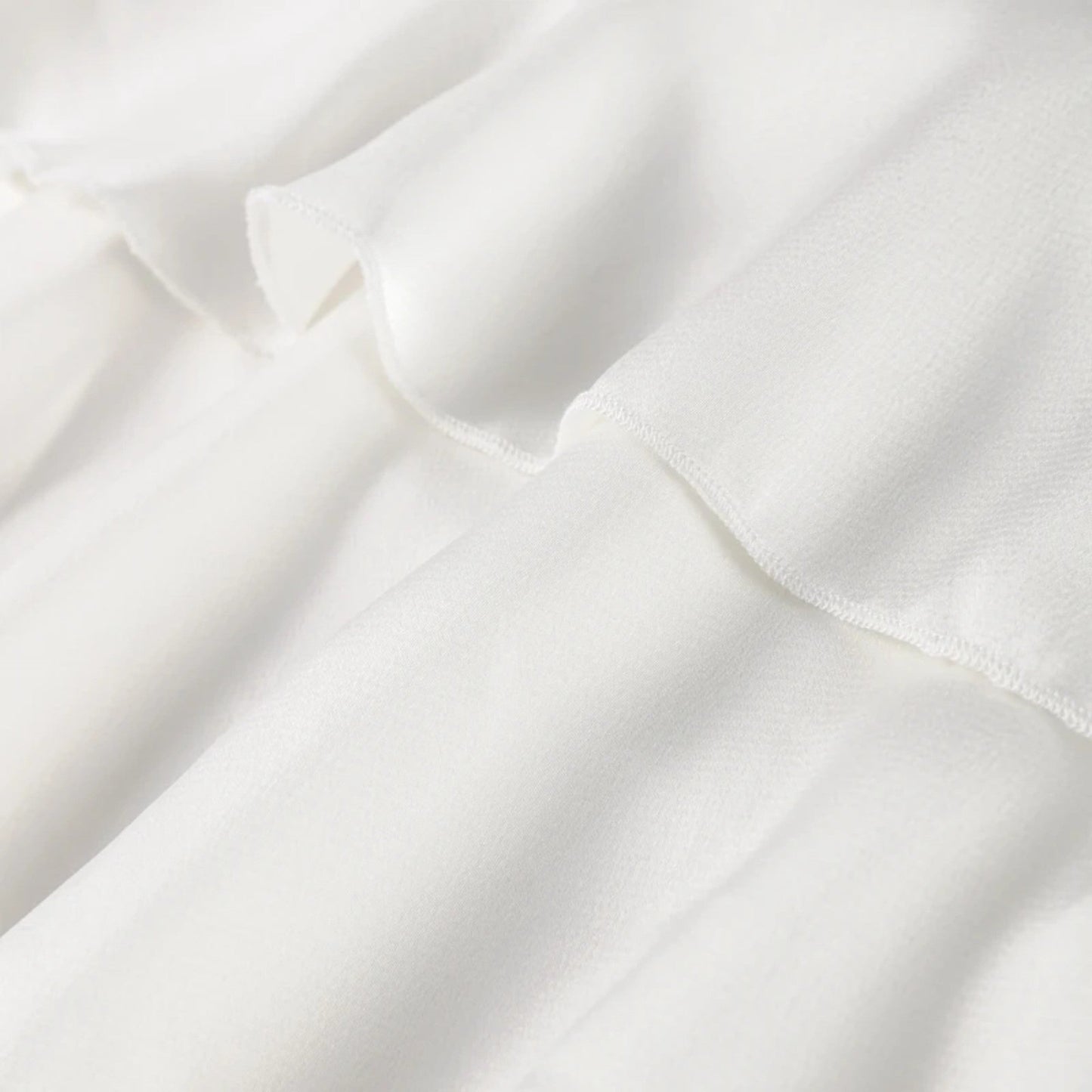 Maison Aurelle Women's Puff Sleeve Blouse | Chiffon with Ruffled Details