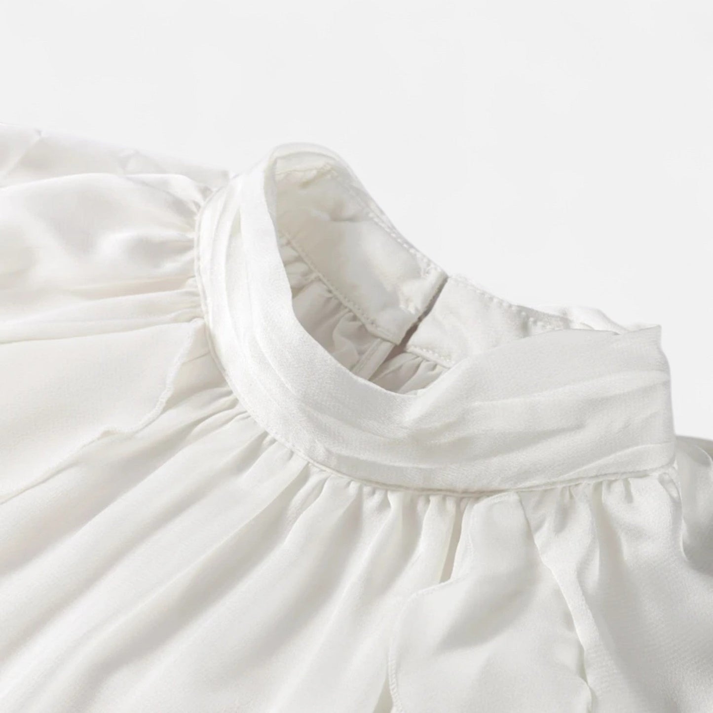 Maison Aurelle Women's Puff Sleeve Blouse | Chiffon with Ruffled Details