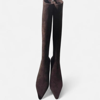 Maison  Aurelle Women's Thigh High Heeled Boots | Premium Suede, Elegant Design