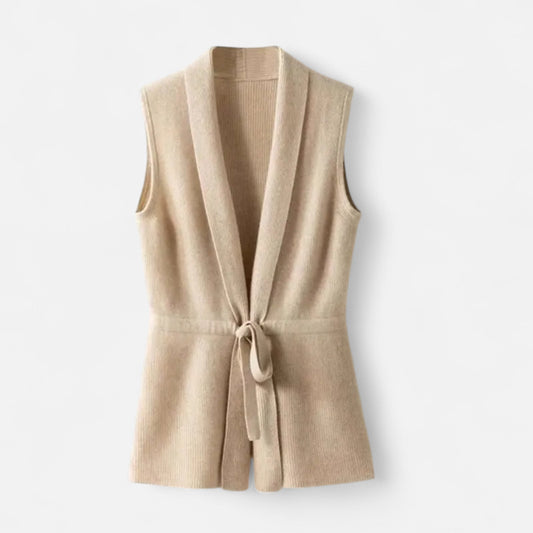 Maison Aurelle Women's Vest | 100% Merino Wool, Sleeveless Lapel Design