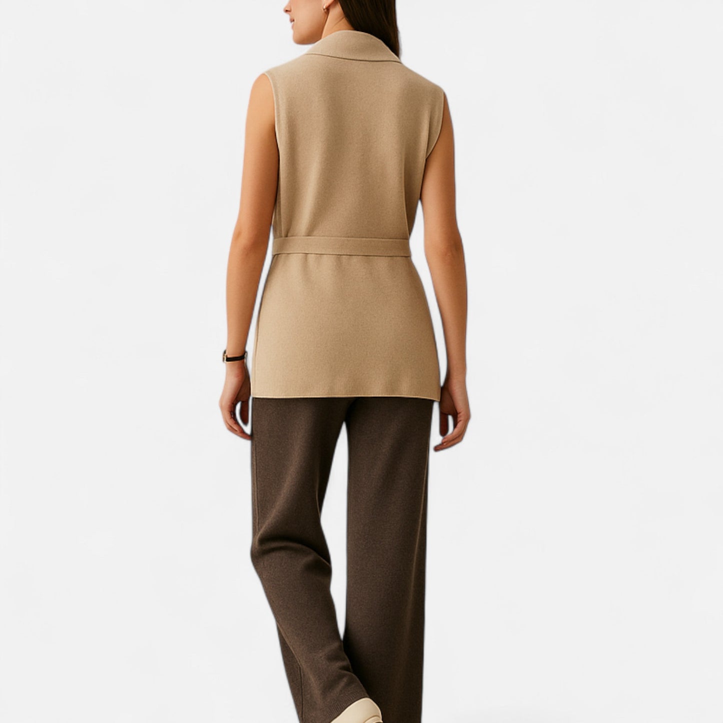 Maison Aurelle Women's Vest | 100% Merino Wool, Sleeveless Lapel Design