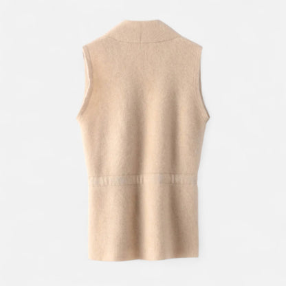 Maison Aurelle Women's Vest | 100% Merino Wool, Sleeveless Lapel Design