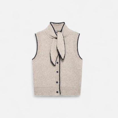 Maison Aurelle Women's Vintage Knitted Vest | 100% Polyester, Sleek Layering