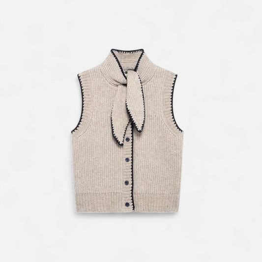 Maison Aurelle Women's Vintage Knitted Vest | 100% Polyester, Sleek Layering