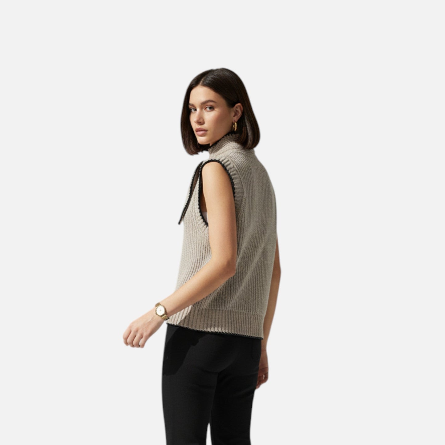 Maison Aurelle Women's Vintage Knitted Vest | 100% Polyester, Sleek Layering