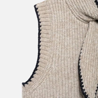 Maison Aurelle Women's Vintage Knitted Vest | 100% Polyester, Sleek Layering