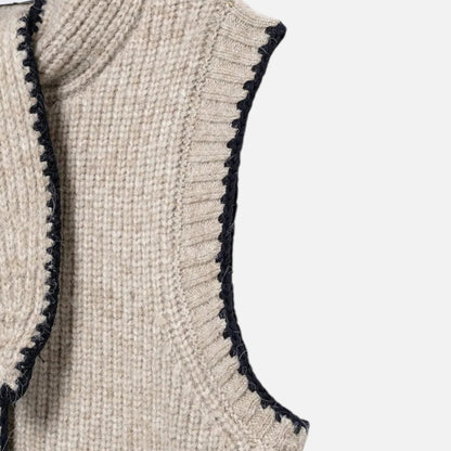 Maison Aurelle Women's Vintage Knitted Vest | 100% Polyester, Sleek Layering