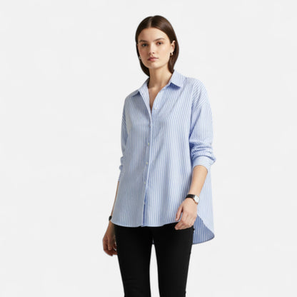 Maison Aurelle Women's White Blouse | Cotton Blend, Timeless Elegance
