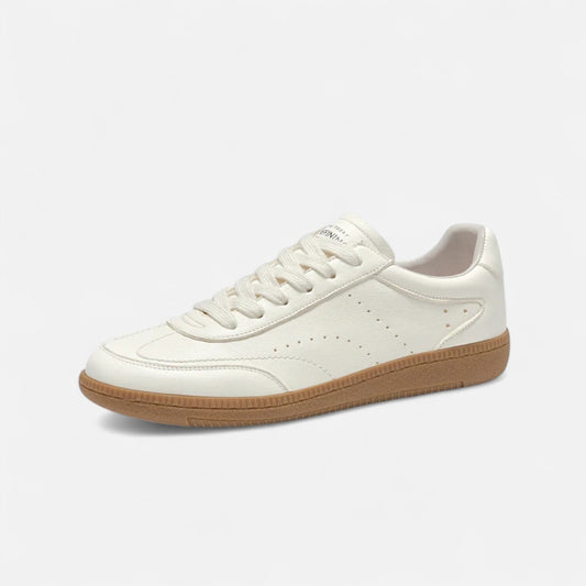 Maison Aurelle Women's White Sneakers | Genuine Cow Leather, Classic Lace-Up Design