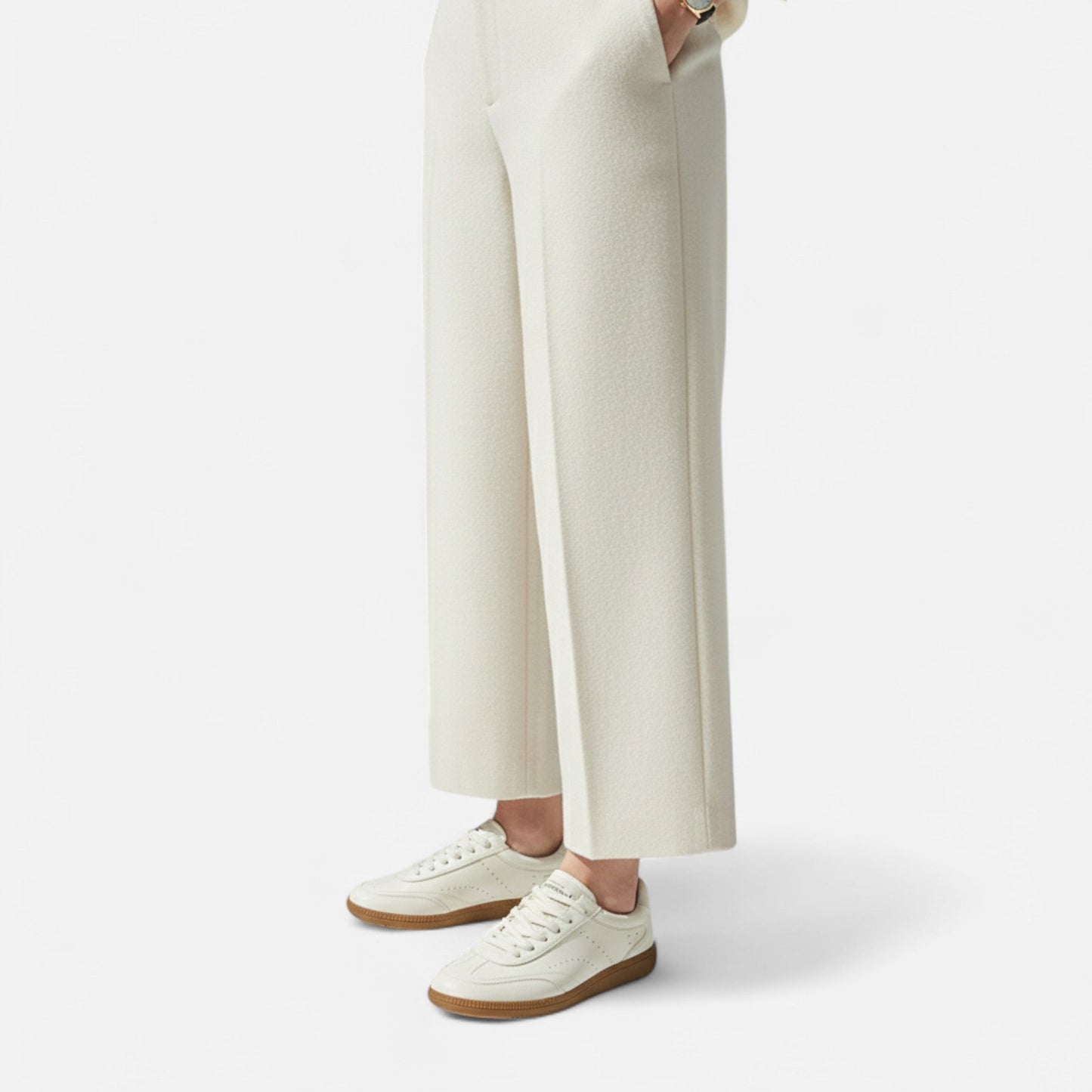 Maison Aurelle Women's White Sneakers | Genuine Cow Leather, Classic Lace-Up Design