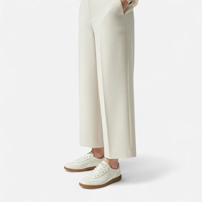 Maison Aurelle Women's White Sneakers | Genuine Cow Leather, Classic Lace-Up Design