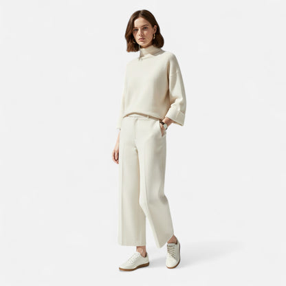 Maison Aurelle Women's White Sneakers | Genuine Cow Leather, Classic Lace-Up Design