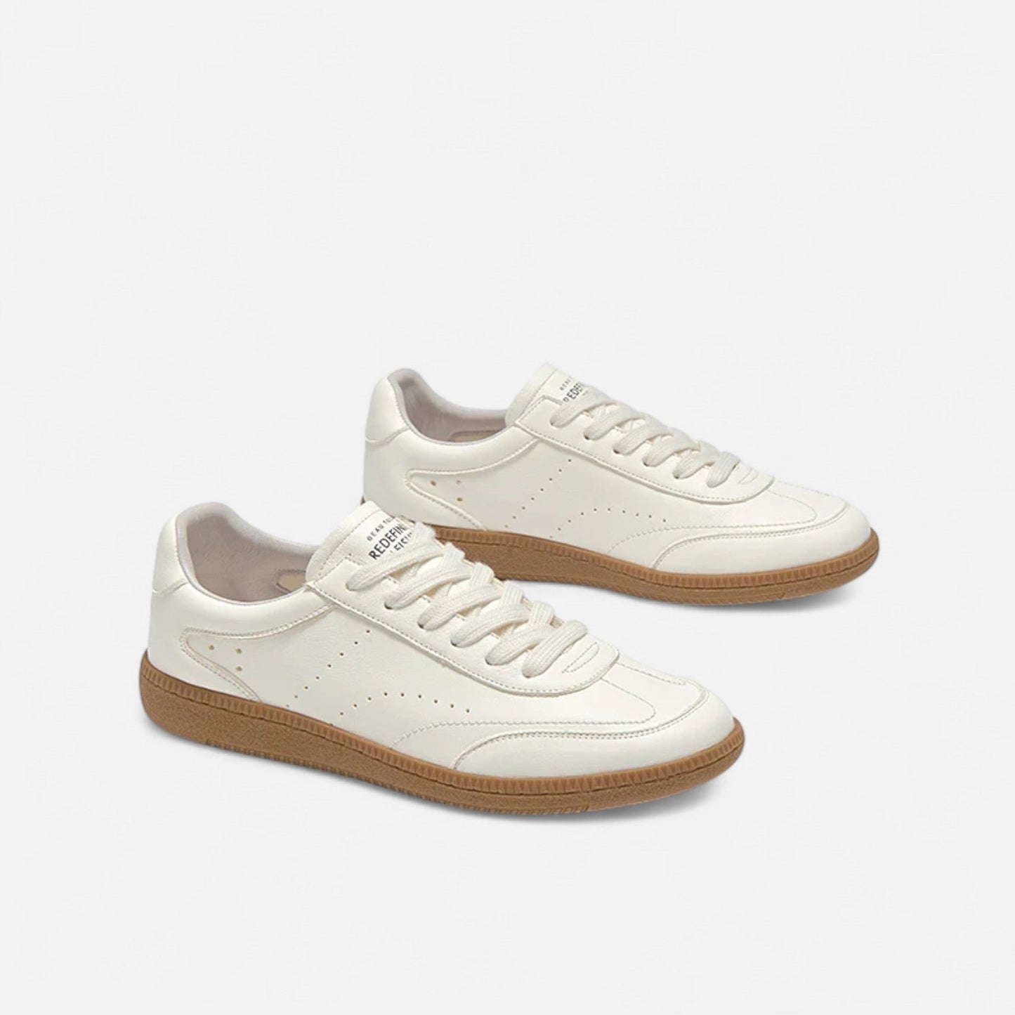 Maison Aurelle Women's White Sneakers | Genuine Cow Leather, Classic Lace-Up Design