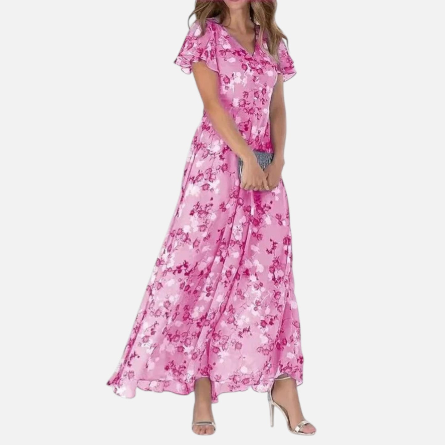 Maison Aurelle | Women’s Floral Tummy-Covering Dress – Glamorous Flattering Silhouette