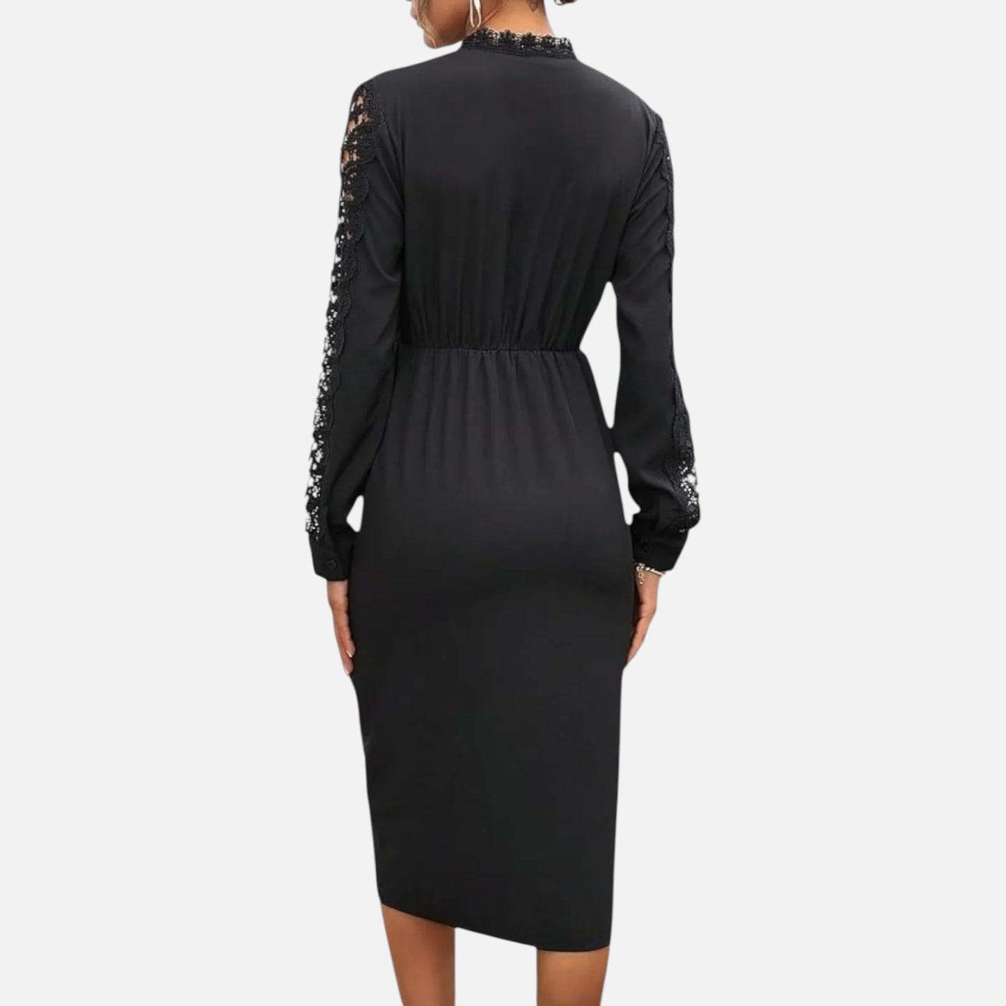 Maison Aurelle | Women’s Lace Sleeve Midi Dress for Formal Events