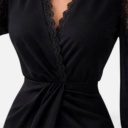 Maison Aurelle | Women’s Lace Sleeve Midi Dress for Formal Events