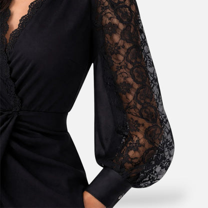 Maison Aurelle | Women’s Lace Sleeve Midi Dress for Formal Events