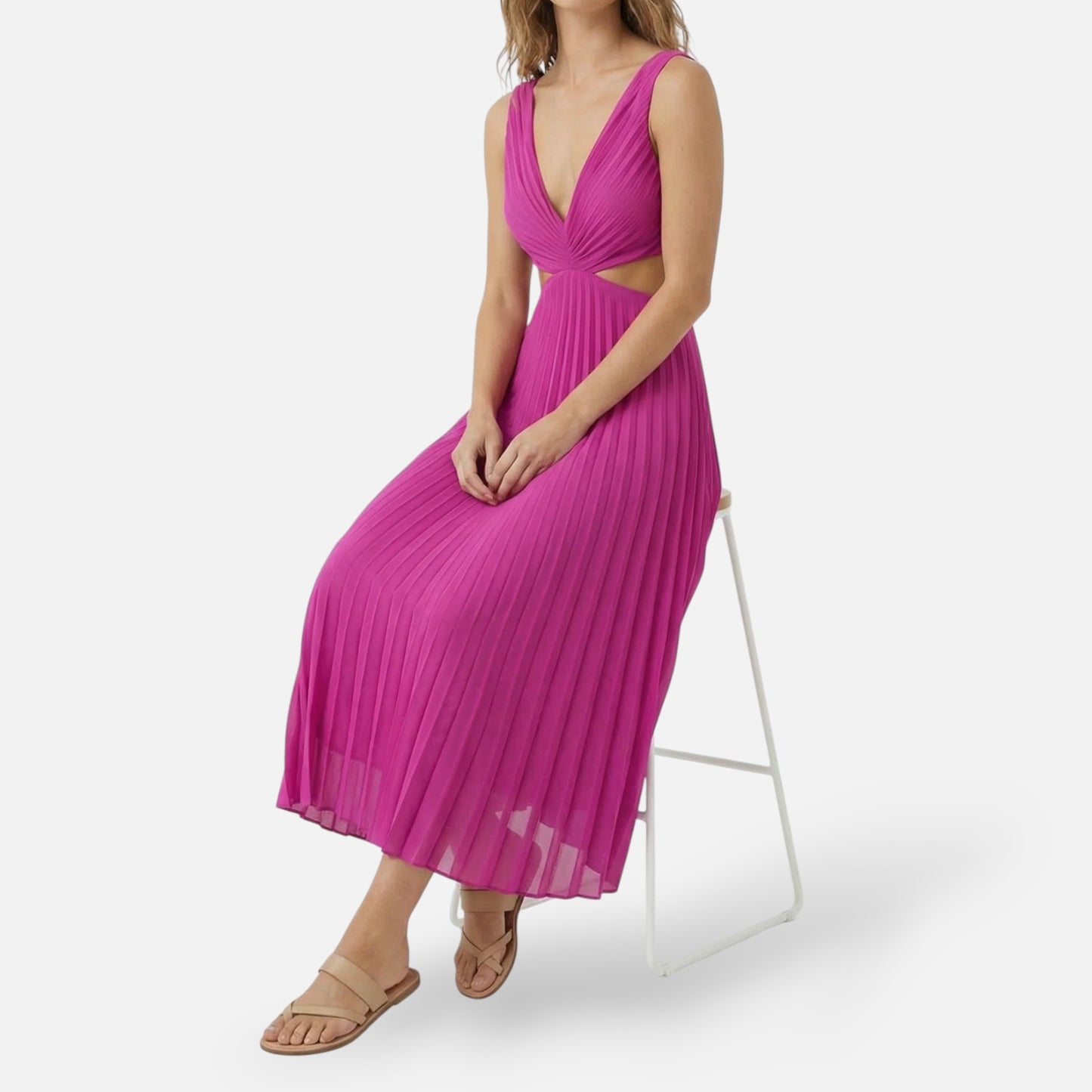 Maison Aurelle | Women’s Pleated Maxi Dress Lightweight Elegant Wear