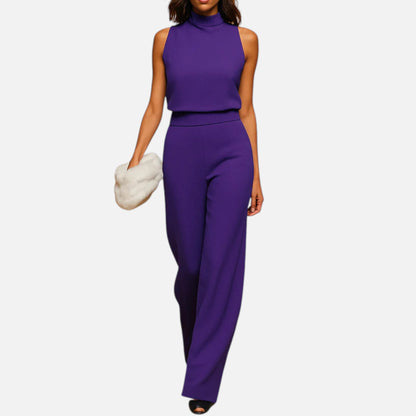 Maison Aurelle | Women’s Halter Neck Wide-Leg Jumpsuit – High-Waist Elegant Silhouette