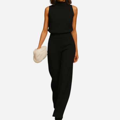 Maison Aurelle | Women’s Halter Neck Wide-Leg Jumpsuit – High-Waist Elegant Silhouette
